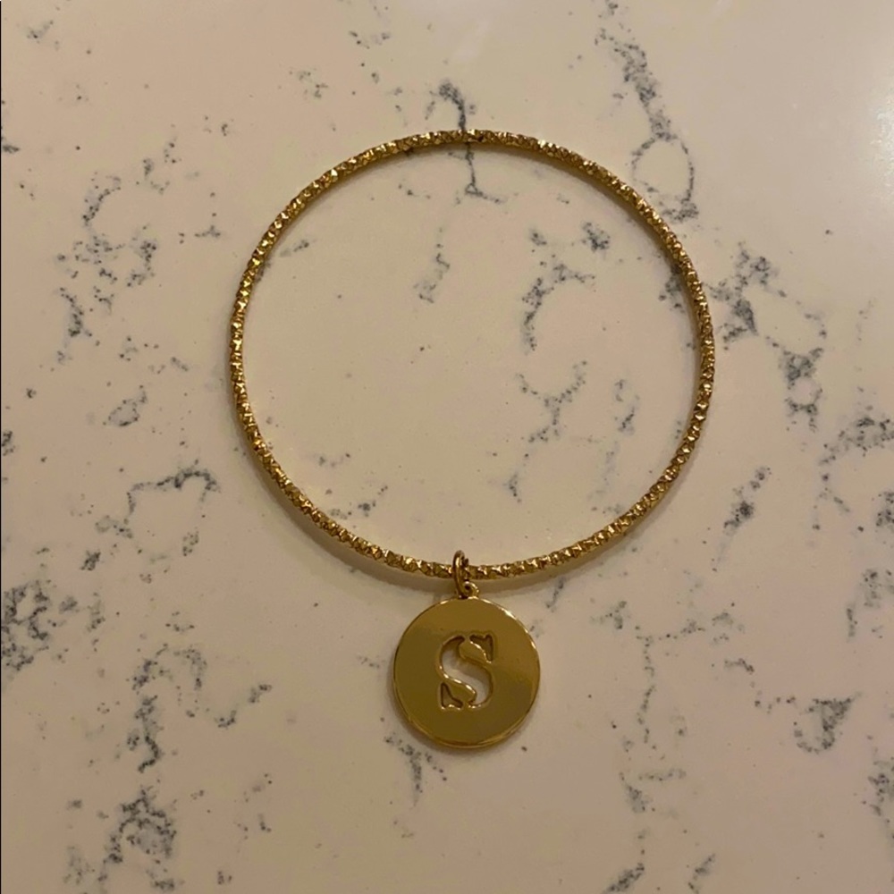 Letter S Gold Bangle